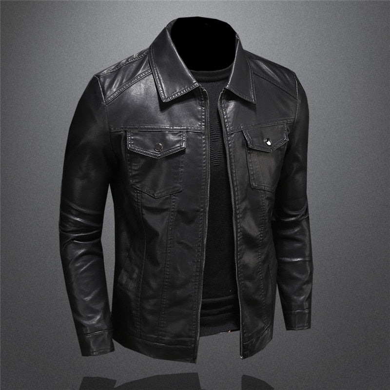 Laurens - Chaqueta de cuero con bolsillos prácticos