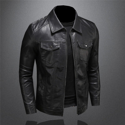 Laurens - Chaqueta de cuero con bolsillos prácticos