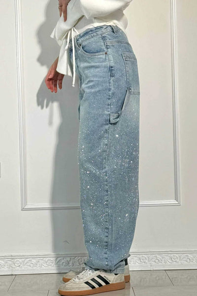 Jeans de mezclilla con brillo de Balloon Carpenter