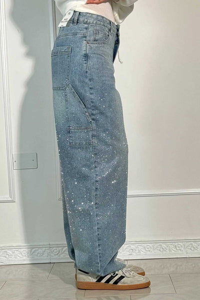 Jeans de mezclilla con brillo de Balloon Carpenter