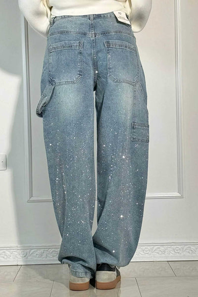 Jeans de mezclilla con brillo de Balloon Carpenter