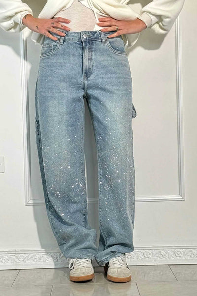 Jeans de mezclilla con brillo de Balloon Carpenter