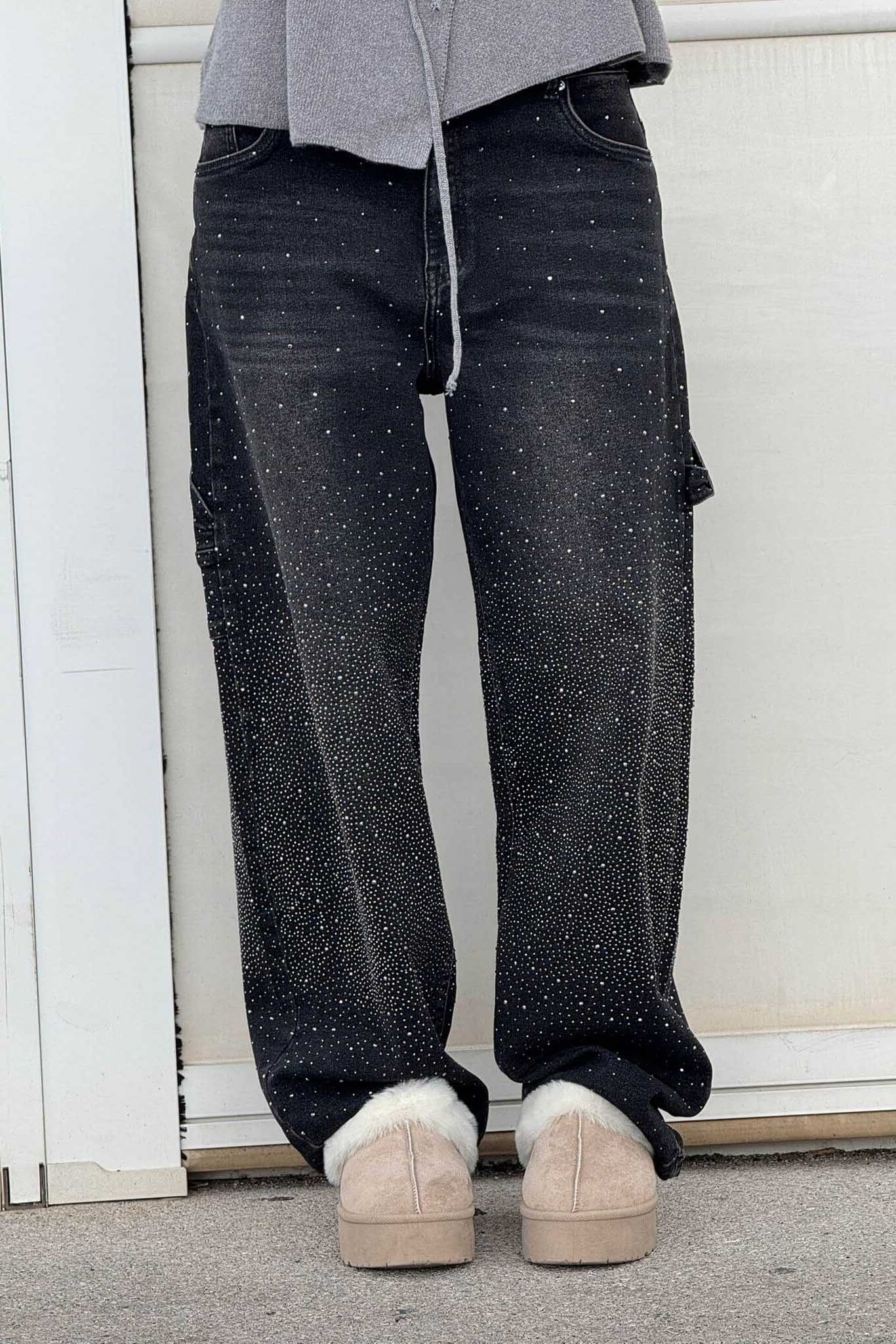 Jeans de mezclilla con brillo de Balloon Carpenter