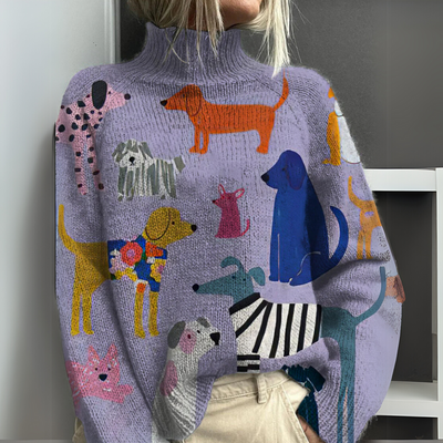 Pichilemu - Sweater de Punto con Estampado y Cuello Alto