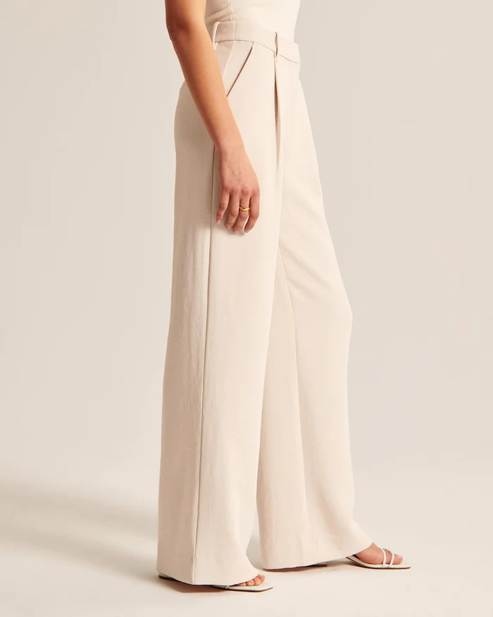 Pantalón Sastre Beige de Pierna Ancha Maria - Elegancia y Comodidad en Cada Paso