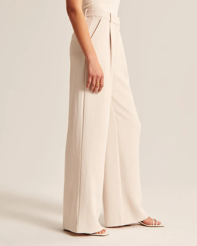 Pantalón Sastre Beige de Pierna Ancha Maria - Elegancia y Comodidad en Cada Paso