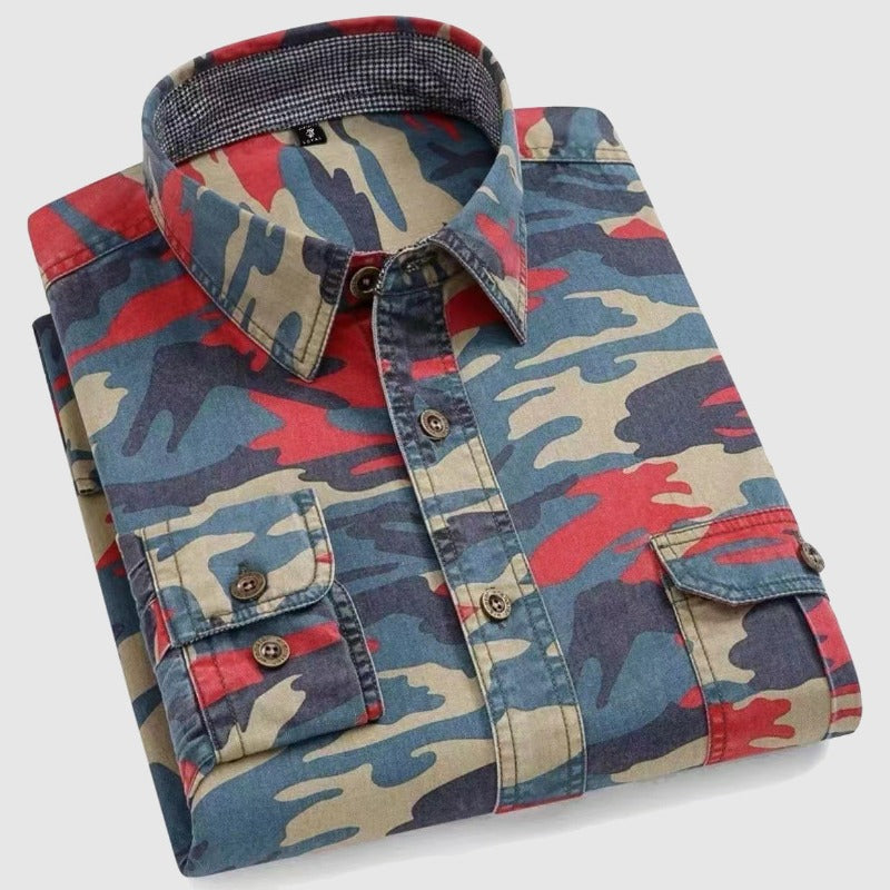 Camisa de Algodón con Estampado Camuflaje Andrew Timeless: Estilo y Comodidad Inigualables