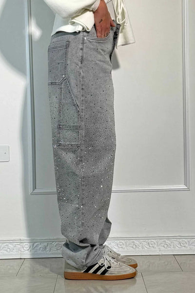 Jeans de mezclilla con brillo de Balloon Carpenter