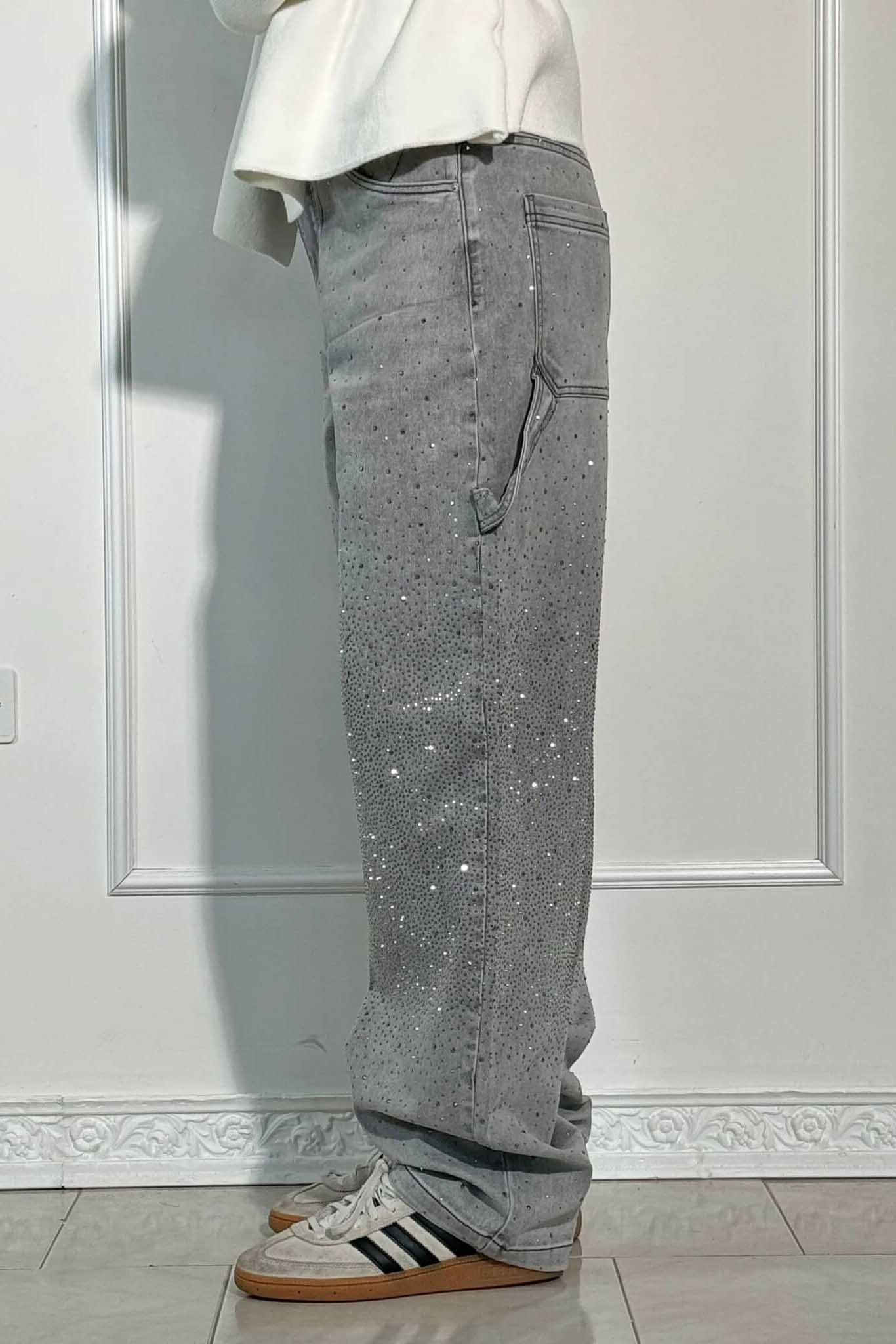 Jeans de mezclilla con brillo de Balloon Carpenter