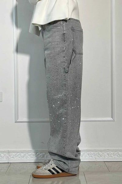 Jeans de mezclilla con brillo de Balloon Carpenter