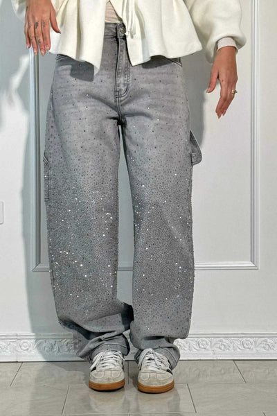 Jeans de mezclilla con brillo de Balloon Carpenter