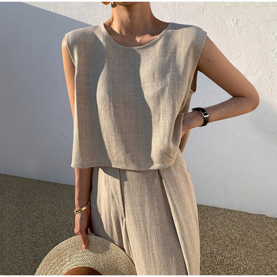 Pantalón de pata ancha y blusa de lino Rosalind: Elegancia y Comodidad en Cada Paso