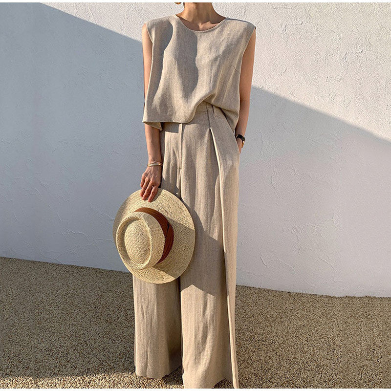 Pantalón de pata ancha y blusa de lino Rosalind: Elegancia y Comodidad en Cada Paso