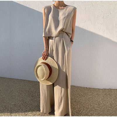 Pantalón de pata ancha y blusa de lino Rosalind: Elegancia y Comodidad en Cada Paso