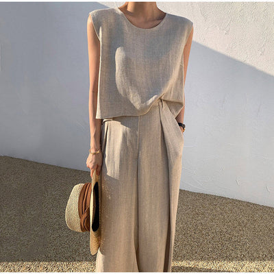 Pantalón de pata ancha y blusa de lino Rosalind: Elegancia y Comodidad en Cada Paso