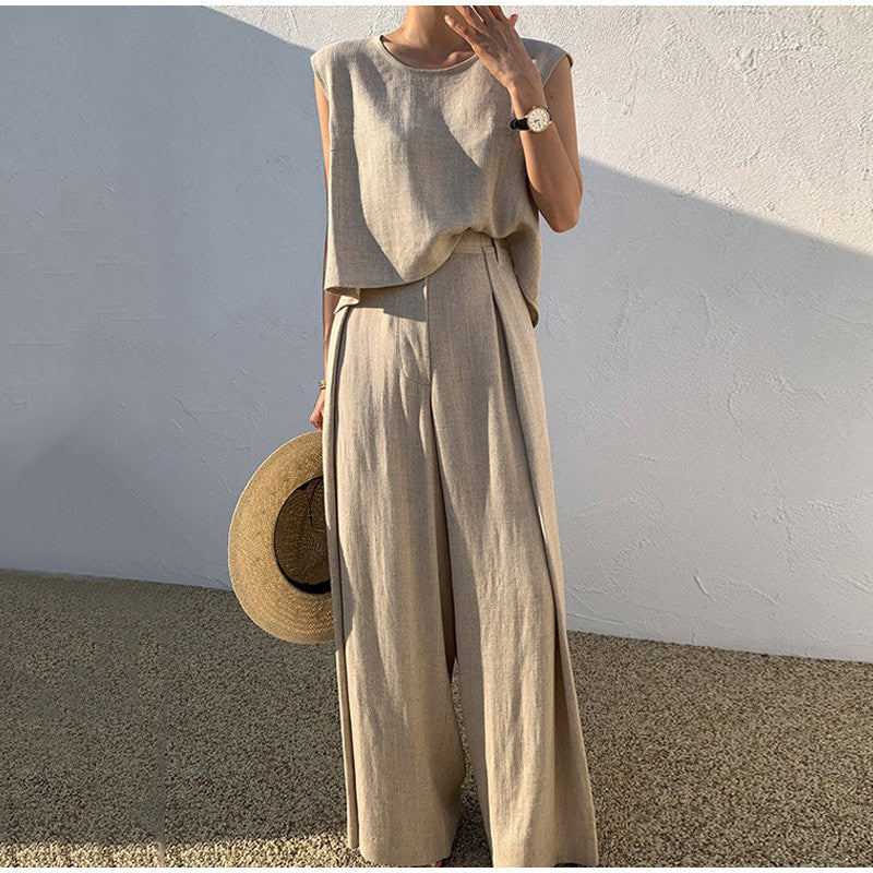 Pantalón de pata ancha y blusa de lino Rosalind: Elegancia y Comodidad en Cada Paso