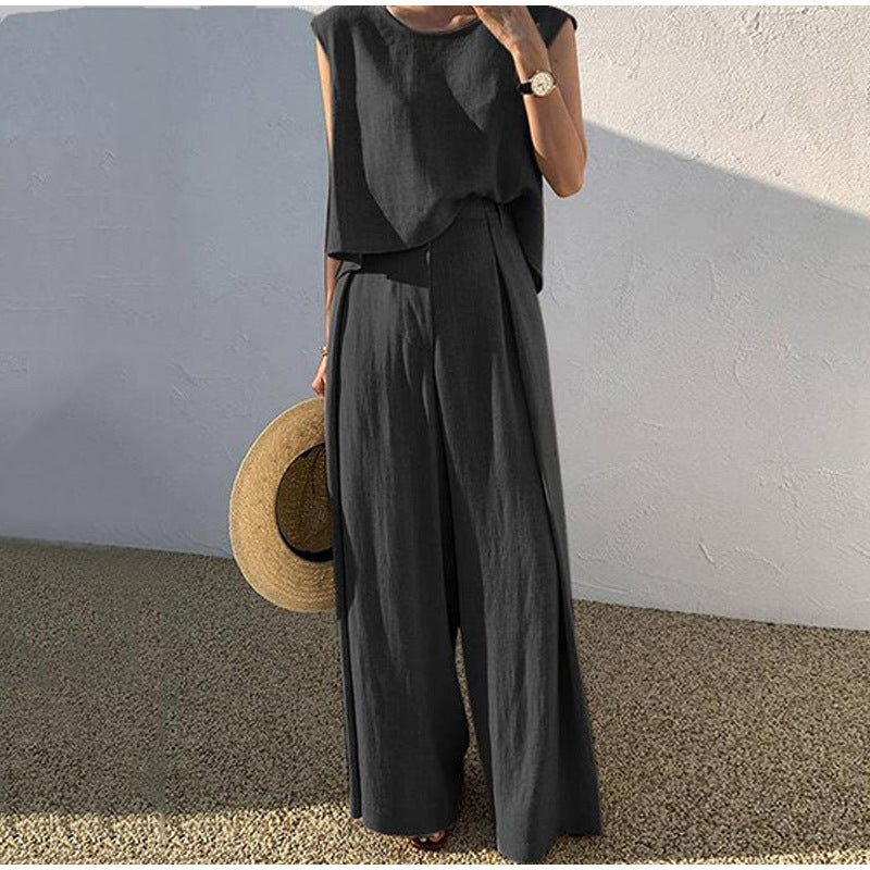 Pantalón de pata ancha y blusa de lino Rosalind: Elegancia y Comodidad en Cada Paso
