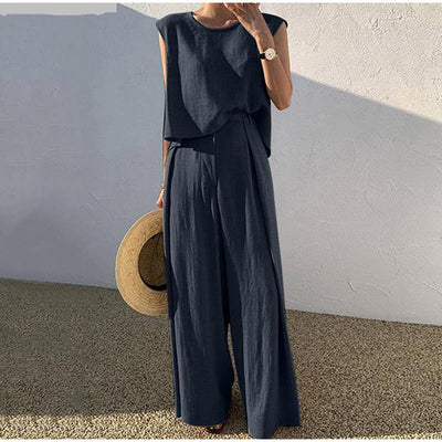 Pantalón de pata ancha y blusa de lino Rosalind: Elegancia y Comodidad en Cada Paso