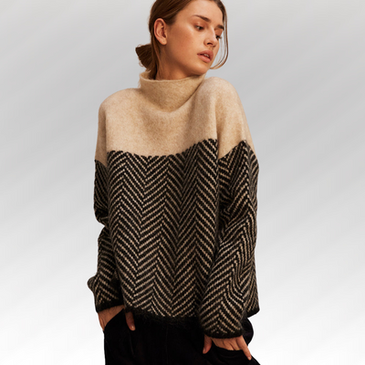 Luxora™ | Elegante Sudadera de Cuello en V con Diseño de Herringbone para un Look Estiloso