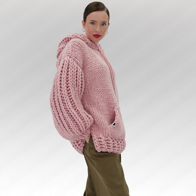 Sudadera con capucha de punto grueso oversized Cozy Chic Luxora™