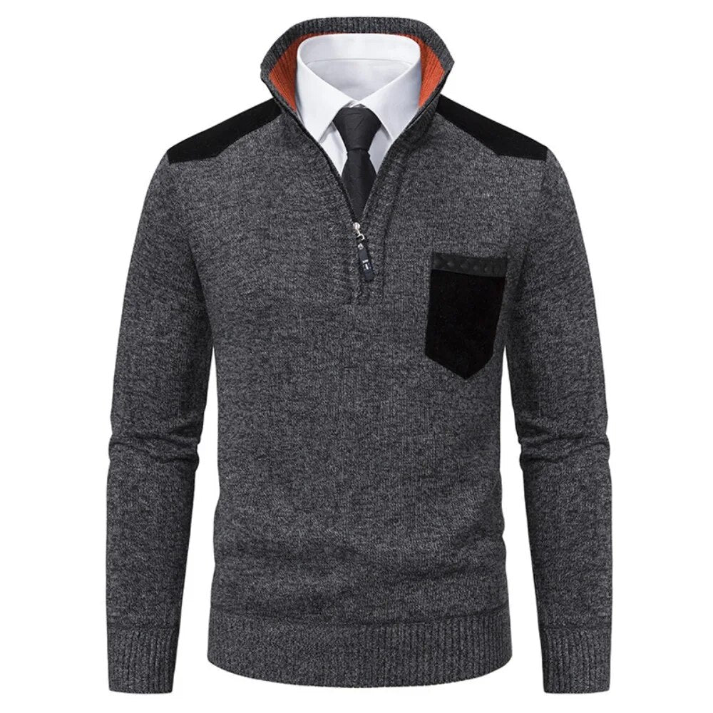 Jersey Retro de Cuello Alto con Cremallera Chic