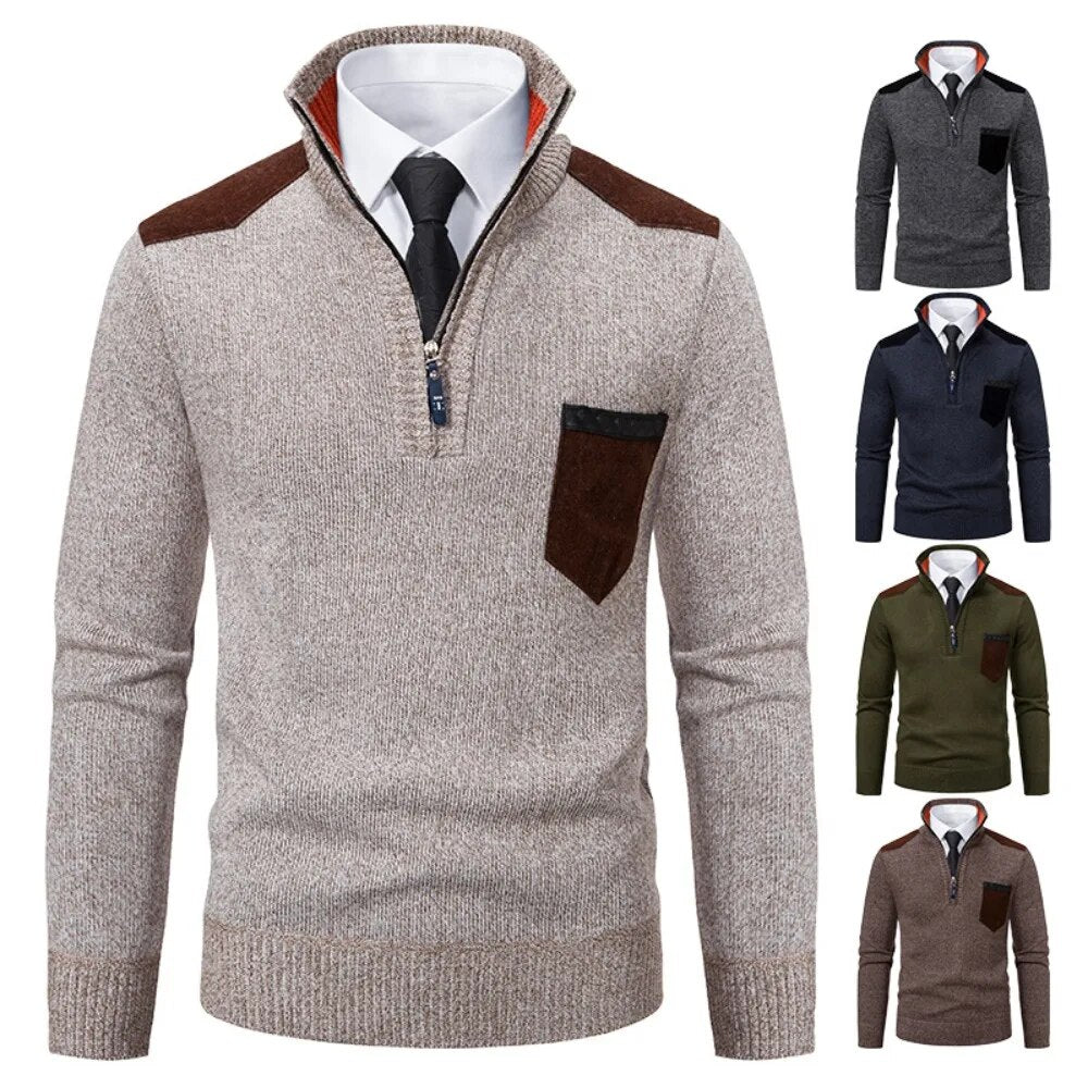 Jersey Retro de Cuello Alto con Cremallera Chic