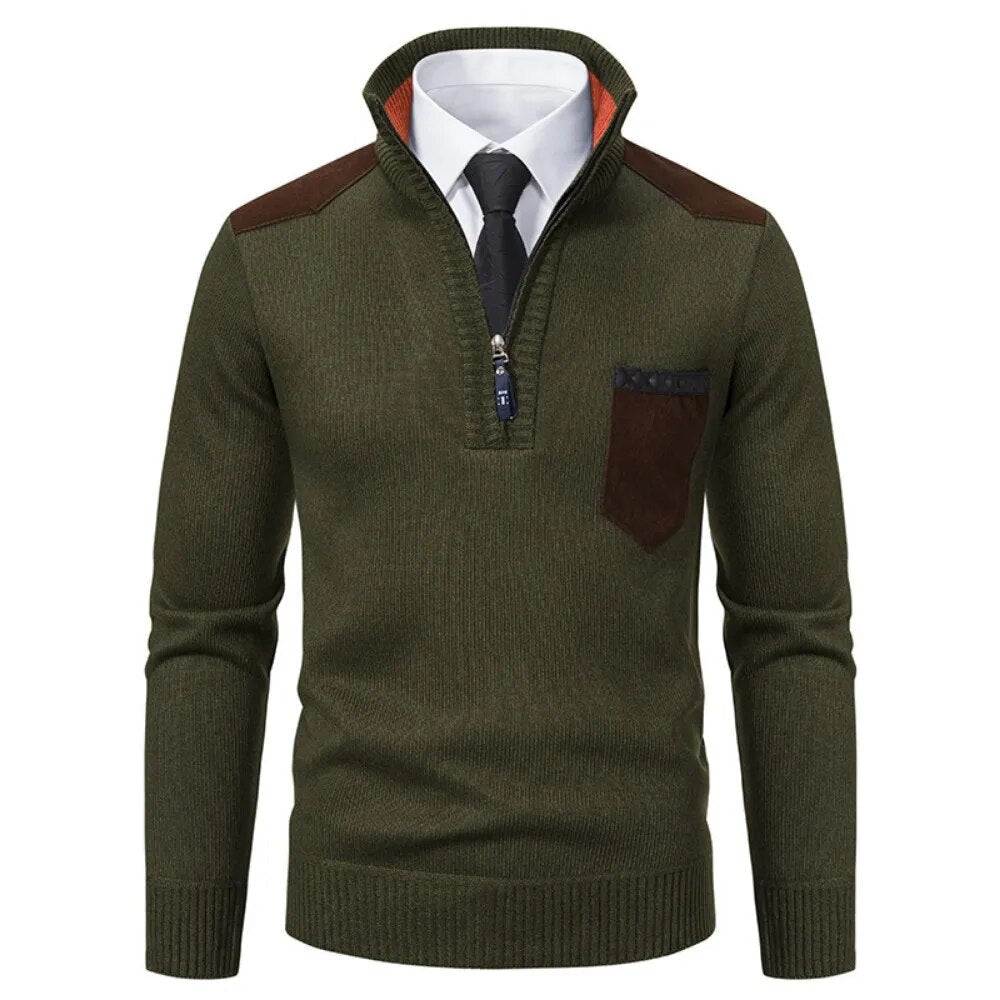 Jersey Retro de Cuello Alto con Cremallera Chic
