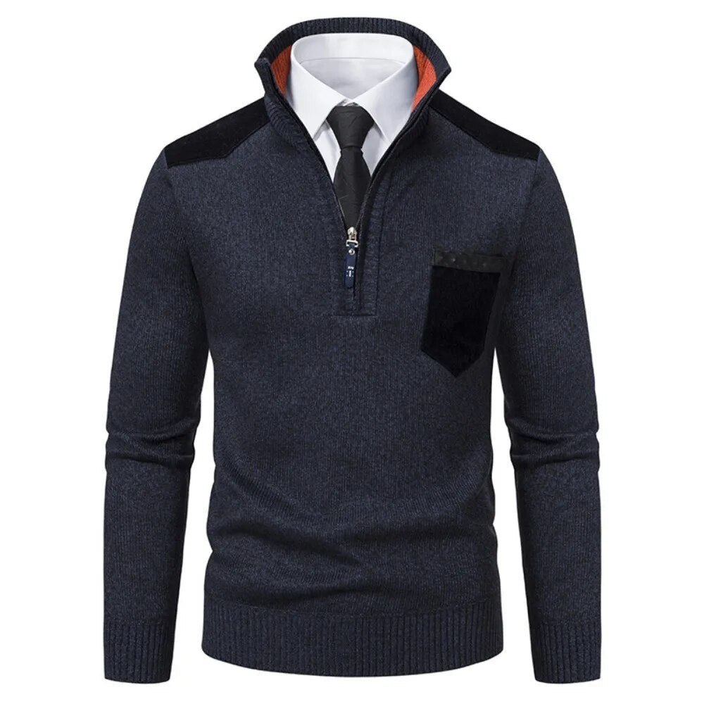 Jersey Retro de Cuello Alto con Cremallera Chic