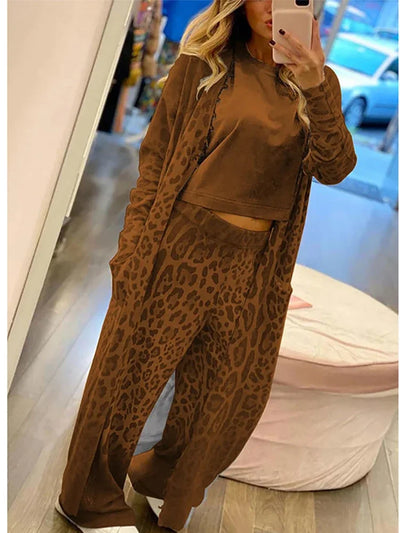 Janice - Cárdigan Leopardo y Pantalones Elásticos