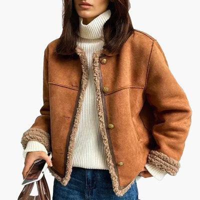 Chaqueta de Botones de Piel de Oveja Rosalie™