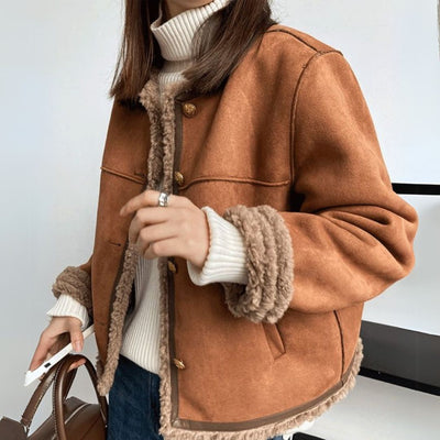 Chaqueta de Botones de Piel de Oveja Rosalie™