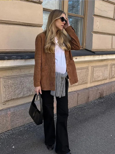 Chaqueta Marrón Elegante Nidia para Mujer - Estilo y Sofisticación