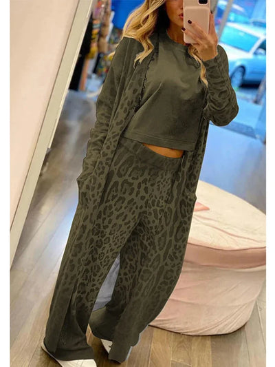 Janice - Cárdigan Leopardo y Pantalones Elásticos