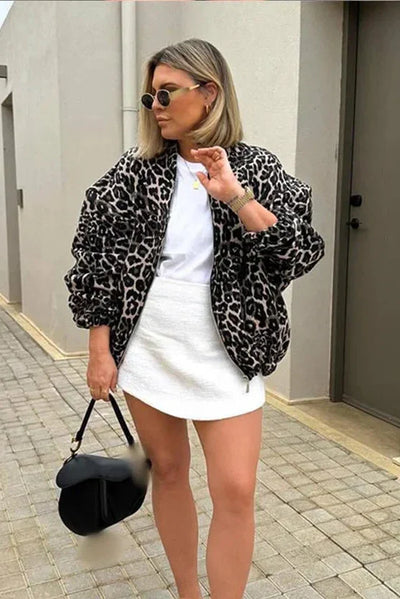 Abrigo retro de leopardo