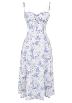 Vestido floral con corte ceñido en la cintura