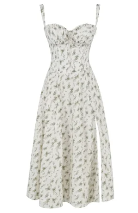 Vestido floral con corte ceñido en la cintura