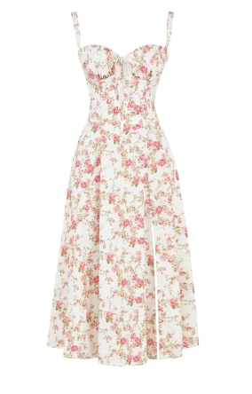 Vestido floral con corte ceñido en la cintura
