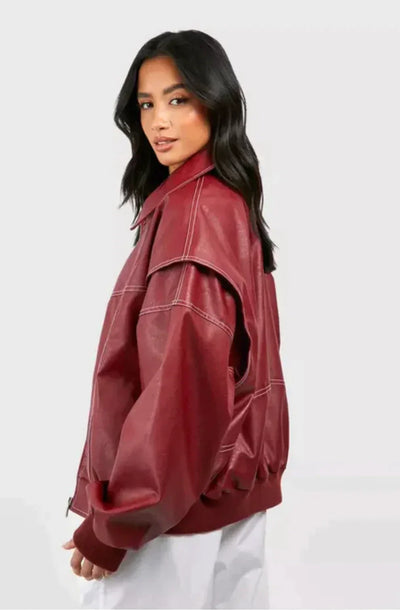 Chaqueta bomber Sophi con efecto piel