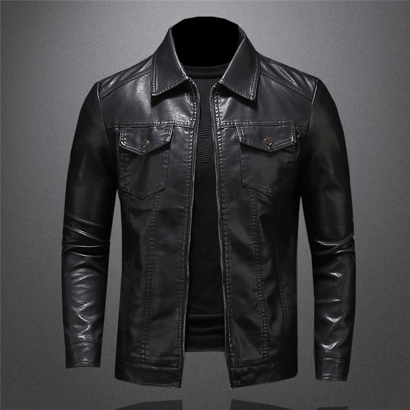 Laurens - Chaqueta de cuero con bolsillos prácticos