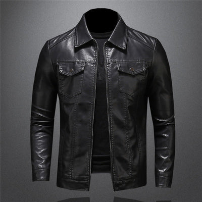 Laurens - Chaqueta de cuero con bolsillos prácticos