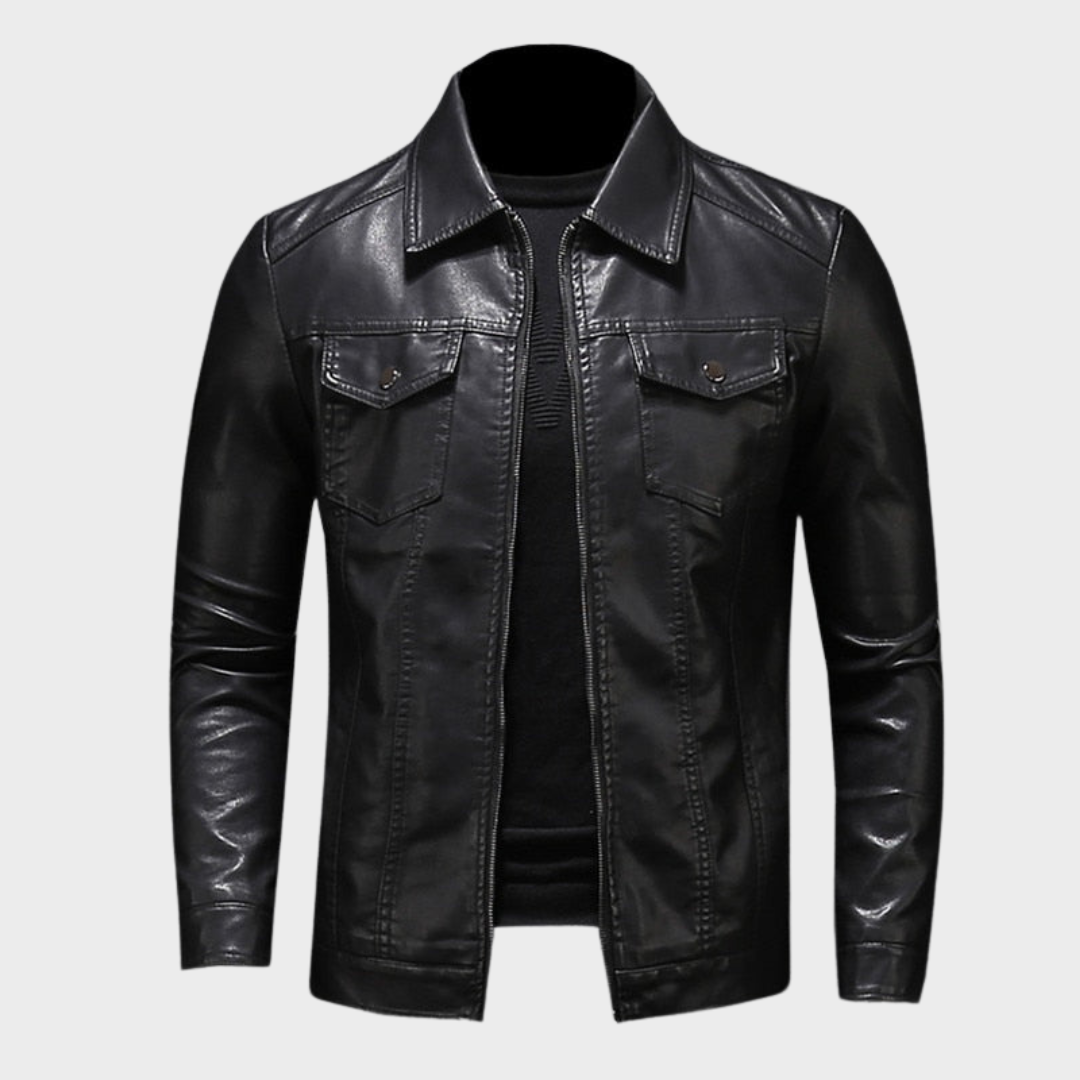 Laurens - Chaqueta de cuero con bolsillos prácticos