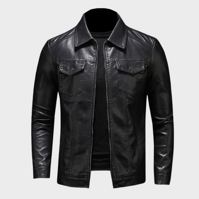 Laurens - Chaqueta de cuero con bolsillos prácticos