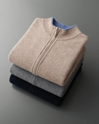 Chaqueta de cremallera de cachemira lujosa