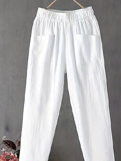 Pantalón Elástico de Pierna Recta con Prácticos Bolsillos - Ideal para Tallas Grandes de Maria