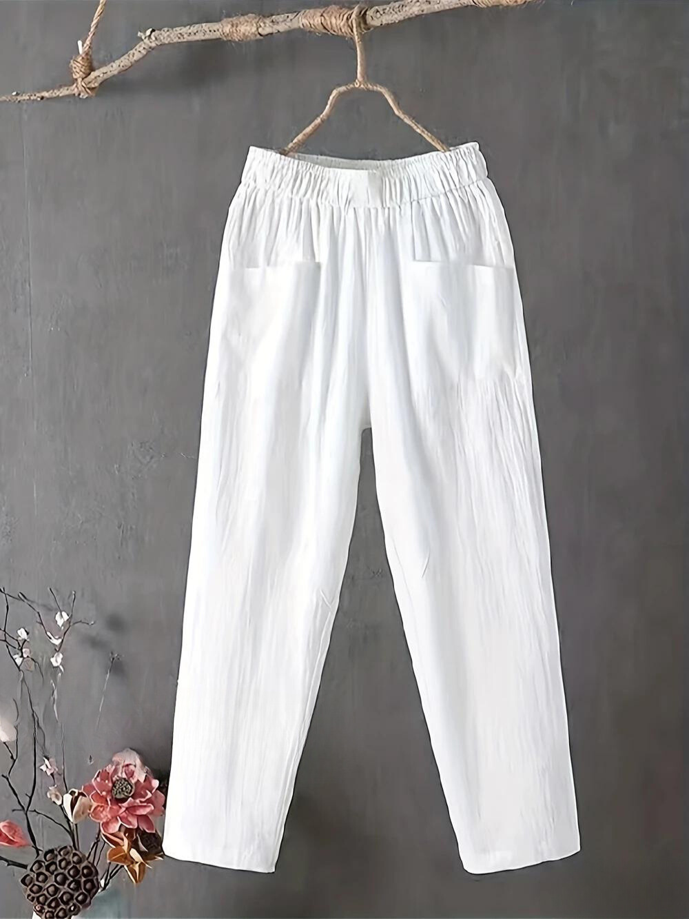 Pantalón Elástico de Pierna Recta con Prácticos Bolsillos - Ideal para Tallas Grandes de Maria