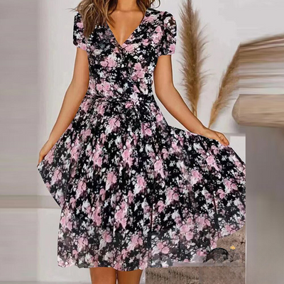 Delia - Vestido Elegante Retro con Encantador Cuello en V