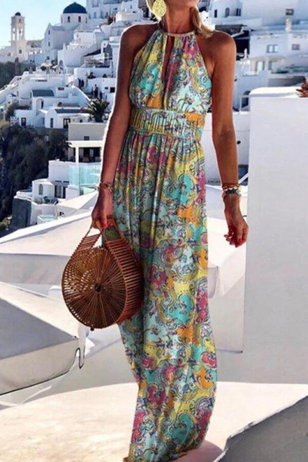 Vestido Maxi "Think I’m in Love" con Vibrante Estampado de Colores
