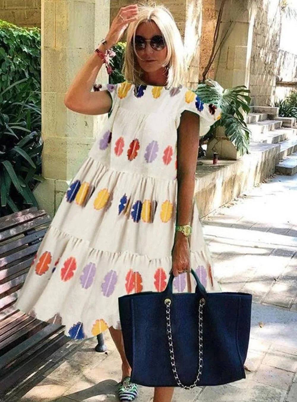 Mireia - Encantador vestido acampanado con un adorable diseño estampado