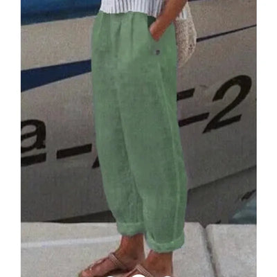 Gemma - Elegante pantalón casual de algodón y lino con estampado para mujer
