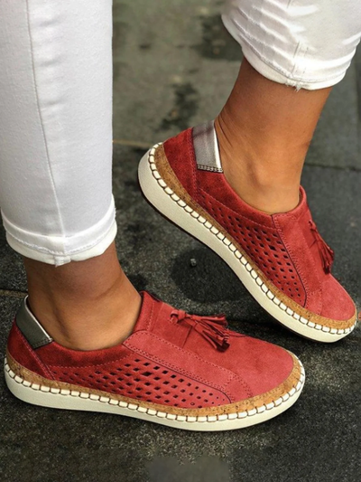 Claudia - Zapatillas deportivas para mujer, con diseño casual, plana, con apertura, punta redonda y transpirable.